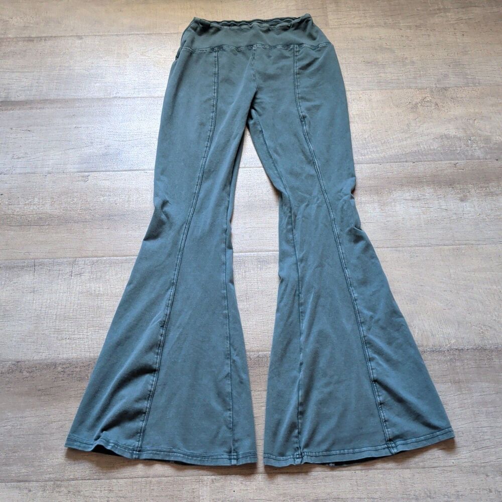 Urban Outfitters UO Out From Under Aria Flare Leggings Pants Blue Stretch Sz S